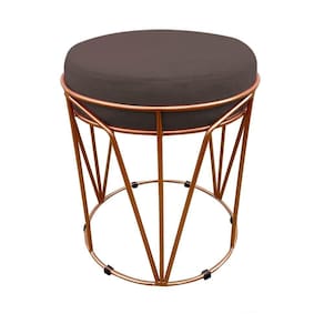 Puff Multiuso Com Mesa 2 Em 1 Suede Marrom Base Cobre