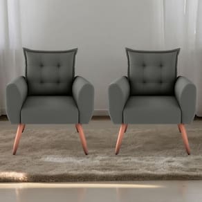 Jogo De Poltronas Decorativas Park Suede Cinza