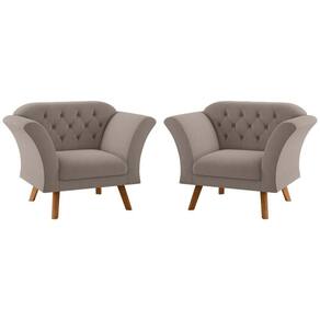 Conjunto Poltrona Decorativa Roseira Inca Sépia
