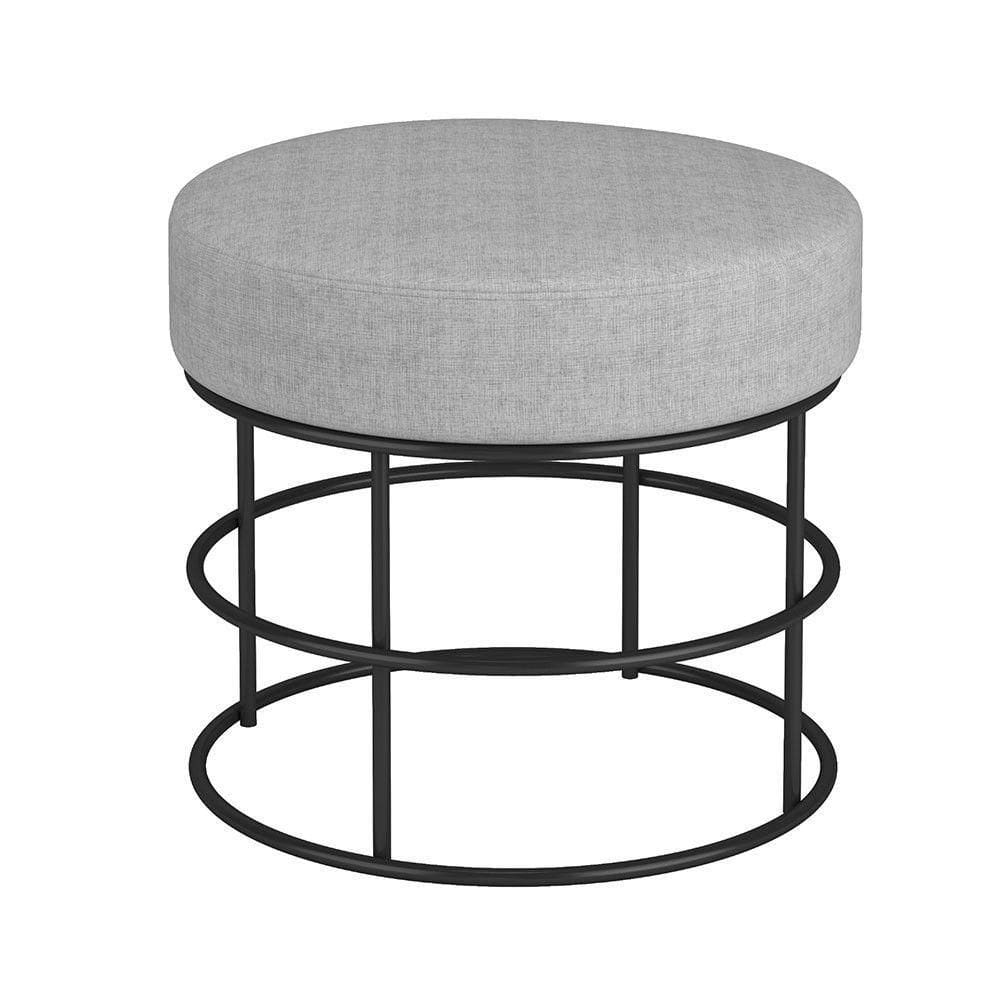 Puff Anunciação Revestimento Em Linho Mais Decor Preto/cinza