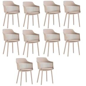 Kit com 10 Cadeiras para Sala de Jantar Marcela Nude
