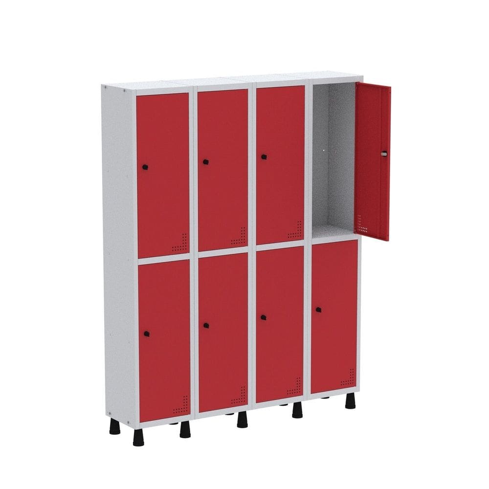 Roupeiro Aço Light 4v 08 Portas Gr304/8 Cinza/Vermelho