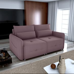 Sofá Cama 3 Lugares Celine para Sala de Estar Canela