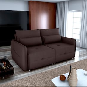 Sofá Cama 3 Lugares Celine para Sala de Estar Marrom