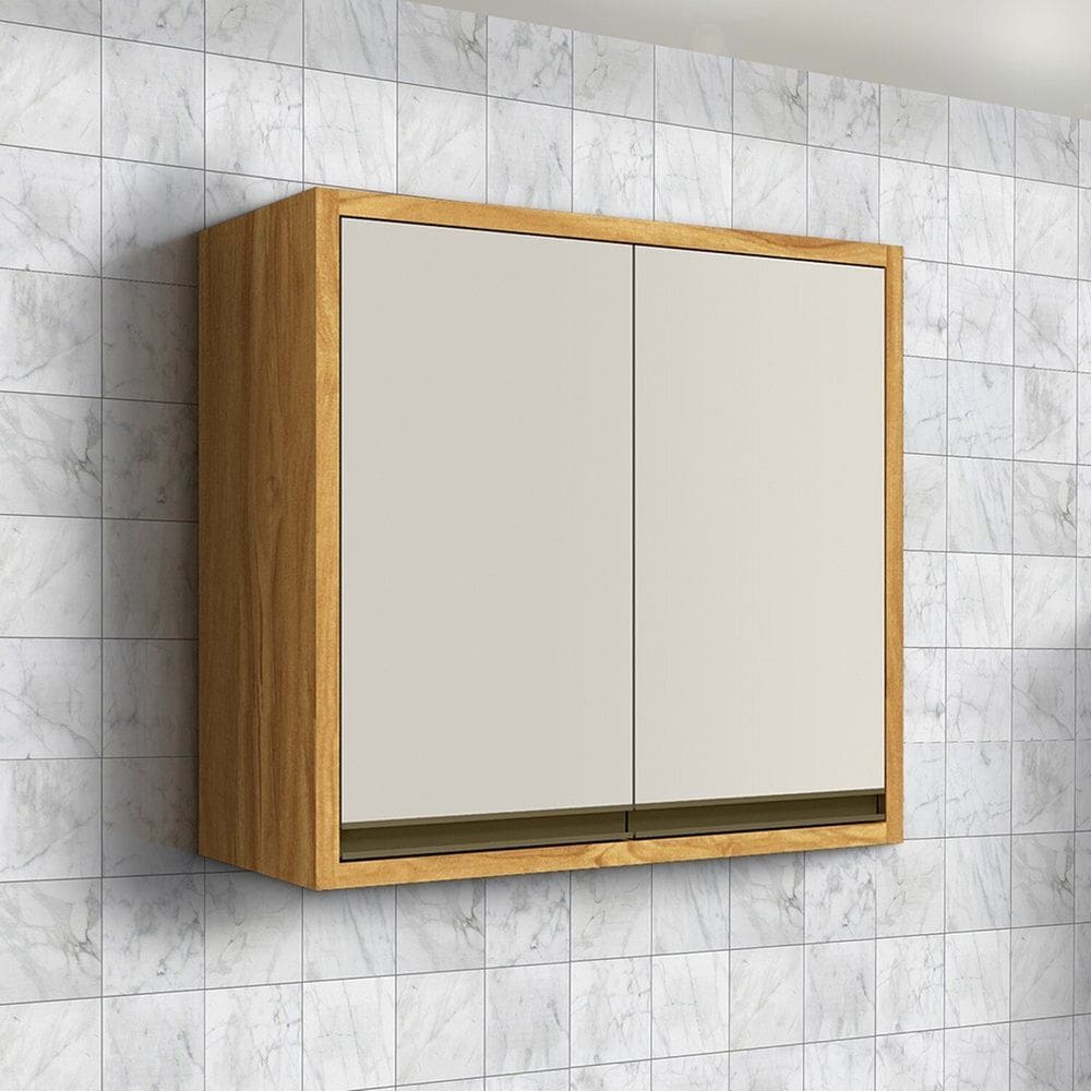 Armário Aéreo de Cozinha 80cm 2 Portas 100% Mdf Barbados Espresso Móveis Amêndoa/Off White