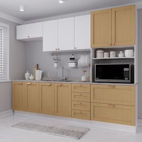 Cozinha Modulada 5 Peças 1 Torre 2 Aéreos 2 Balcões Arizona Arizona Cabecasa Madeiramadeira Branco/Figueira