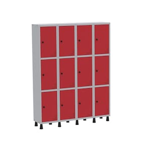 Roupeiro Aço Light 4v 12 Portas Gr304/12 Cinza/Vermelho