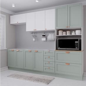 Cozinha Modulada 5 Peças 1 Torre 2 Aéreos 2 Balcões Arizona Arizona Cabecasa Madeiramadeira Branco/Menta