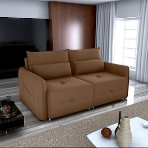 Sofá Cama 3 Lugares Celine para Sala de Estar Ferrugem