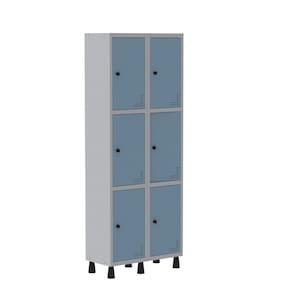 Roupeiro Aço Light 2v 06 Portas Gr302/6 Cinza/Azul Dali