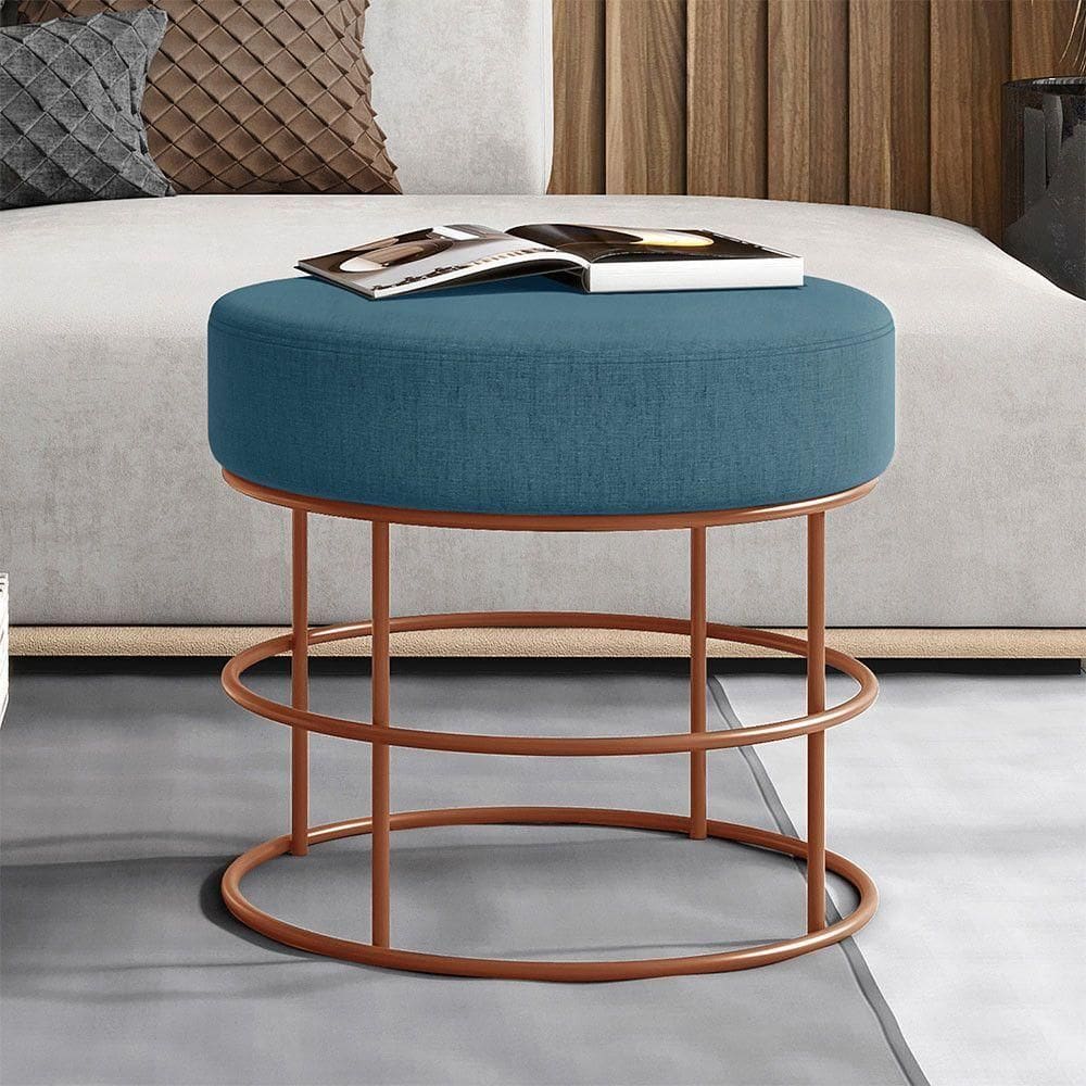 Puff Anunciação Revestimento Linho Mais Decor Cobre/azul