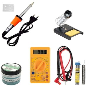 Kit Ferro De Solda Multímetro Suporte Pasta Tubete 30w 220v
