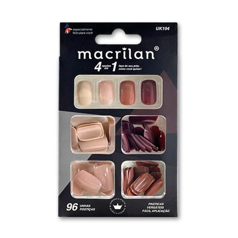 Macrilan Kit Unhas Médias 4 Cores C-96 Unidades Uk104