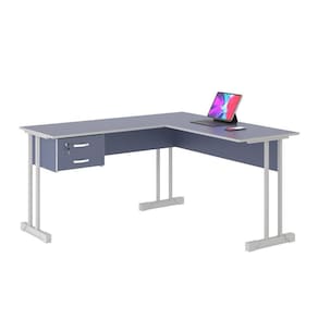 Mesa De Computador Em L Office Azul 2 Gavetas Florida