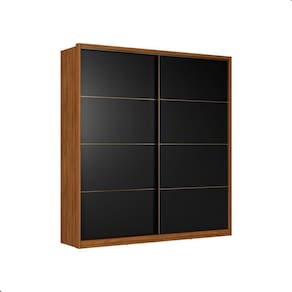 Guarda Roupa Casal 2 Portas Madri Nogueira Preto Prime