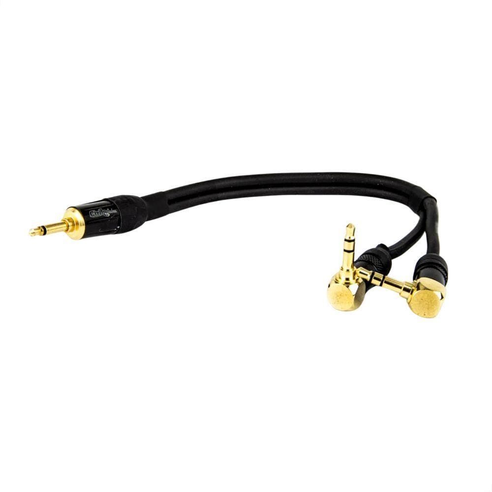 Cabo Adaptador P2 Mono Para 2 P2 Estereo 90° Graus - 20 Cm