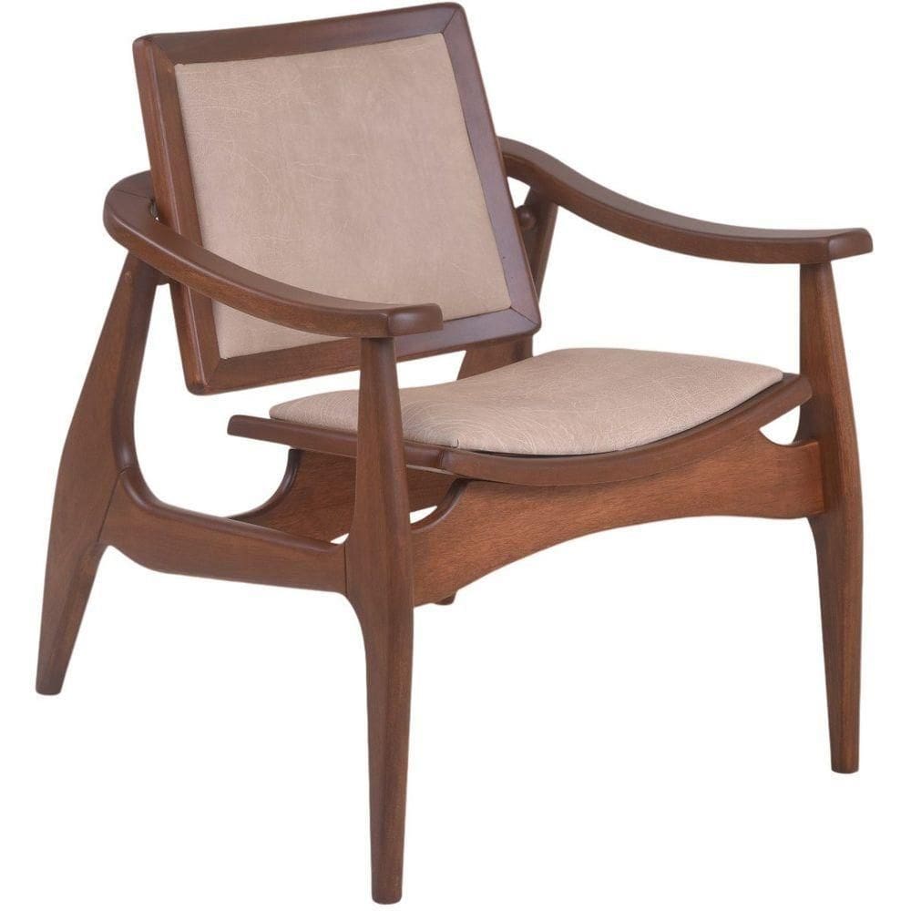 Poltrona Ametista Madeira Maciça Castanho