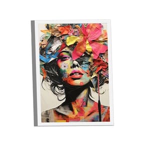 Quadro Retrato De Colagem Mulher Colorida -- Br Artes