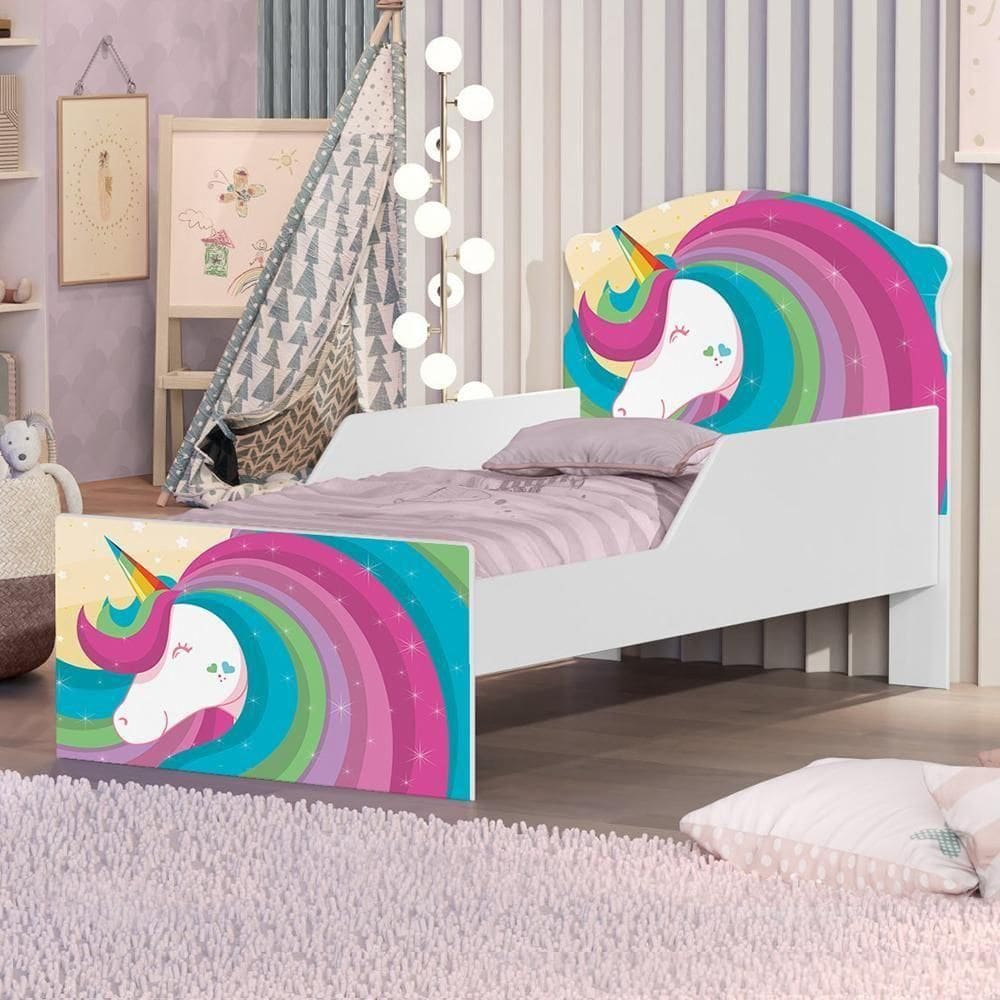 Mini Cama Unicórnio Arco íris Com Colchão