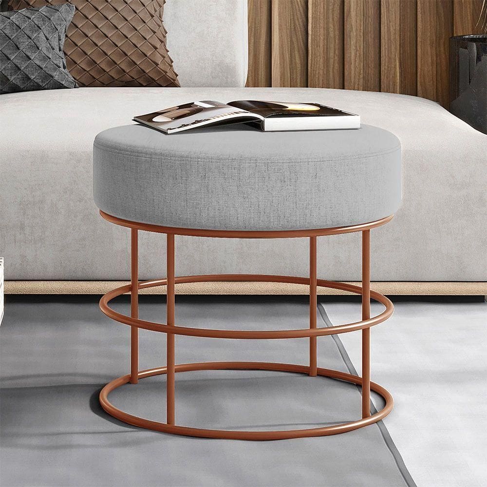 Puff Anunciação Revestimento Linho Mais Decor Cobre/cinza