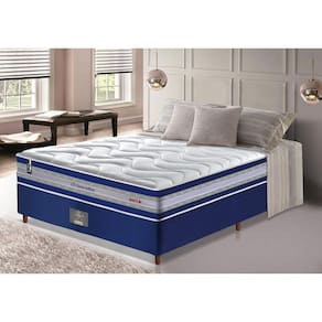 Conjunto Cama Box Casal De Molas Ensacadas D33 Cama Inbox Select Firme 138x188x71 Azul