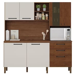 Armário De Cozinha Com Tampo Paris Ripado Off White