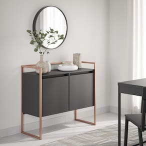 Aparador Buffet 2 Portas Industrial Roma Preto Cobre