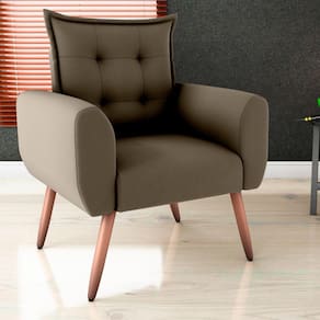 Poltrona Decorativa Para Sala Arcos Suede Cappuccino