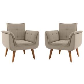 Conjunto Poltrona Para Sala De Recepção Silveiras Inca Castor