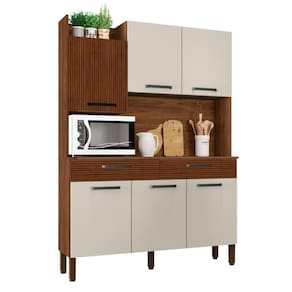 Kit De Cozinha 6 Portas E 2 Gavetas Udine Ripado Off White