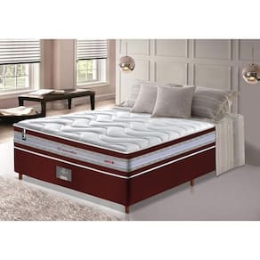 Conjunto Cama Box Casal De Molas Ensacadas D33 Cama Inbox Select Firme 138x188x71 Vinho