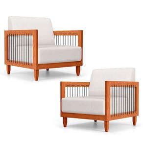 Kit 02 Poltronas Varanda Samoa Madeira Maciça Com Cordas Náutica Linho Natural - Desk Design