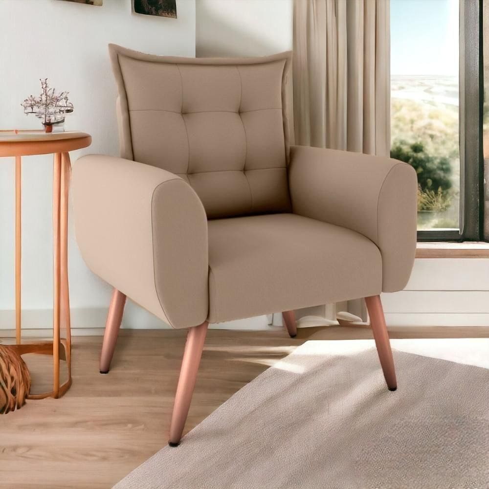 Poltrona Decorativa Alison Suede Bege