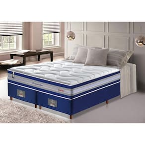 Conjunto Cama Box King De Molas Ensacadas D33 Cama Inbox Select Firme 193x203x71 Azul