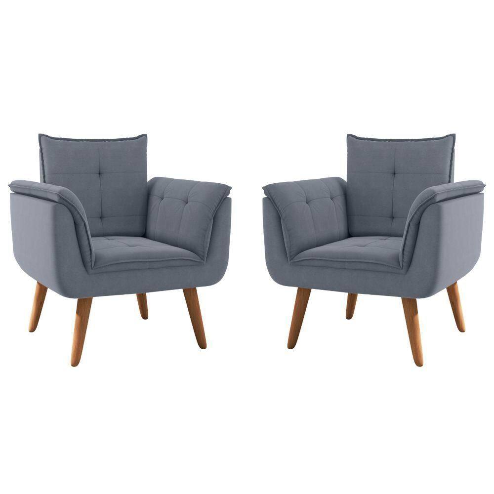 Conjunto Poltrona Para Sala De Recepção Silveiras Inca Chumbo