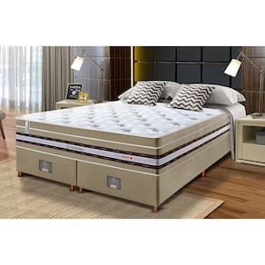 Conjunto Cama Box King De Molas Ensacadas Cama Inbox Select Euro Soft 193x203x71 Bege