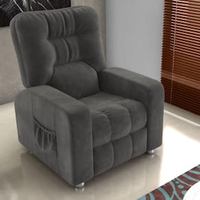 Poltrona Almofadada Reclinável Hull Veludo Maserati Chumbo