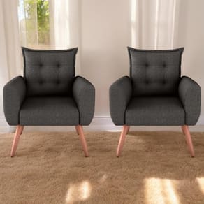 Conjunto De Poltronas Decorativas Lily Linho Chumbo