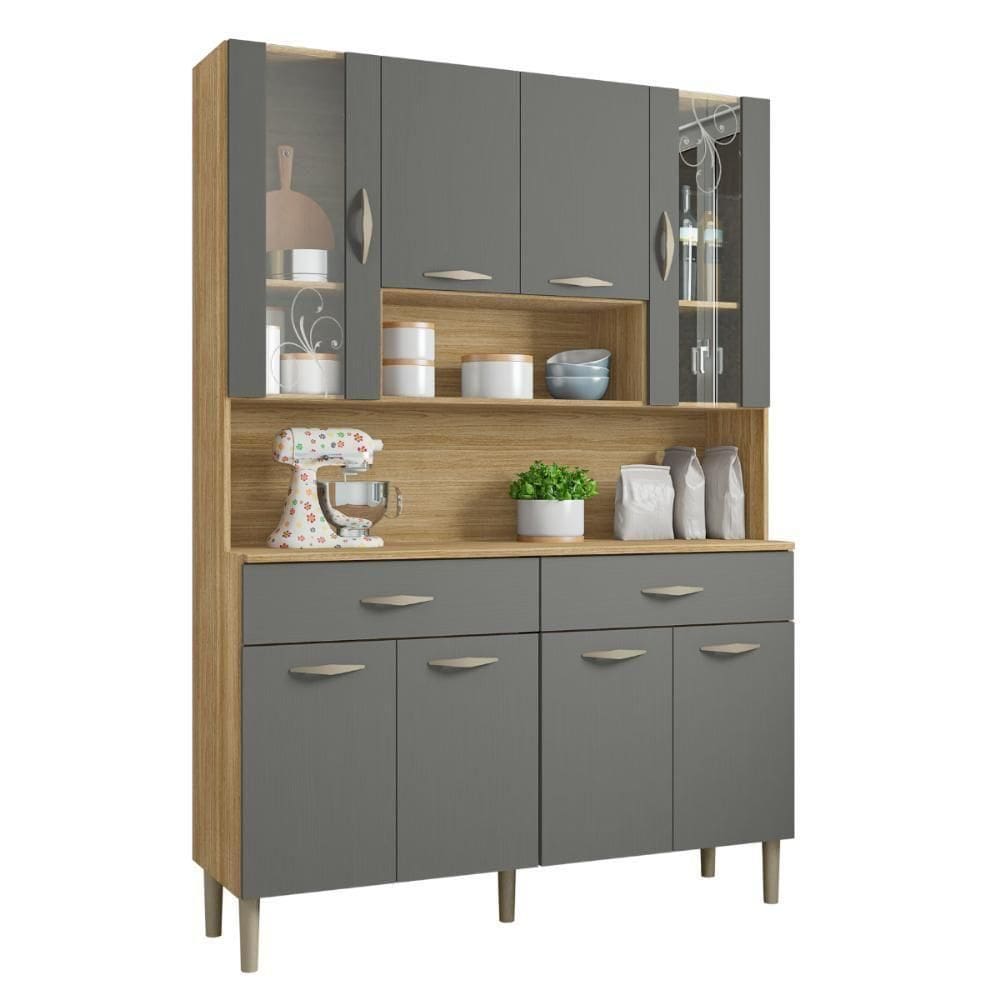 Kit De Cozinha Com 8 Portas Turim Freijó Gris