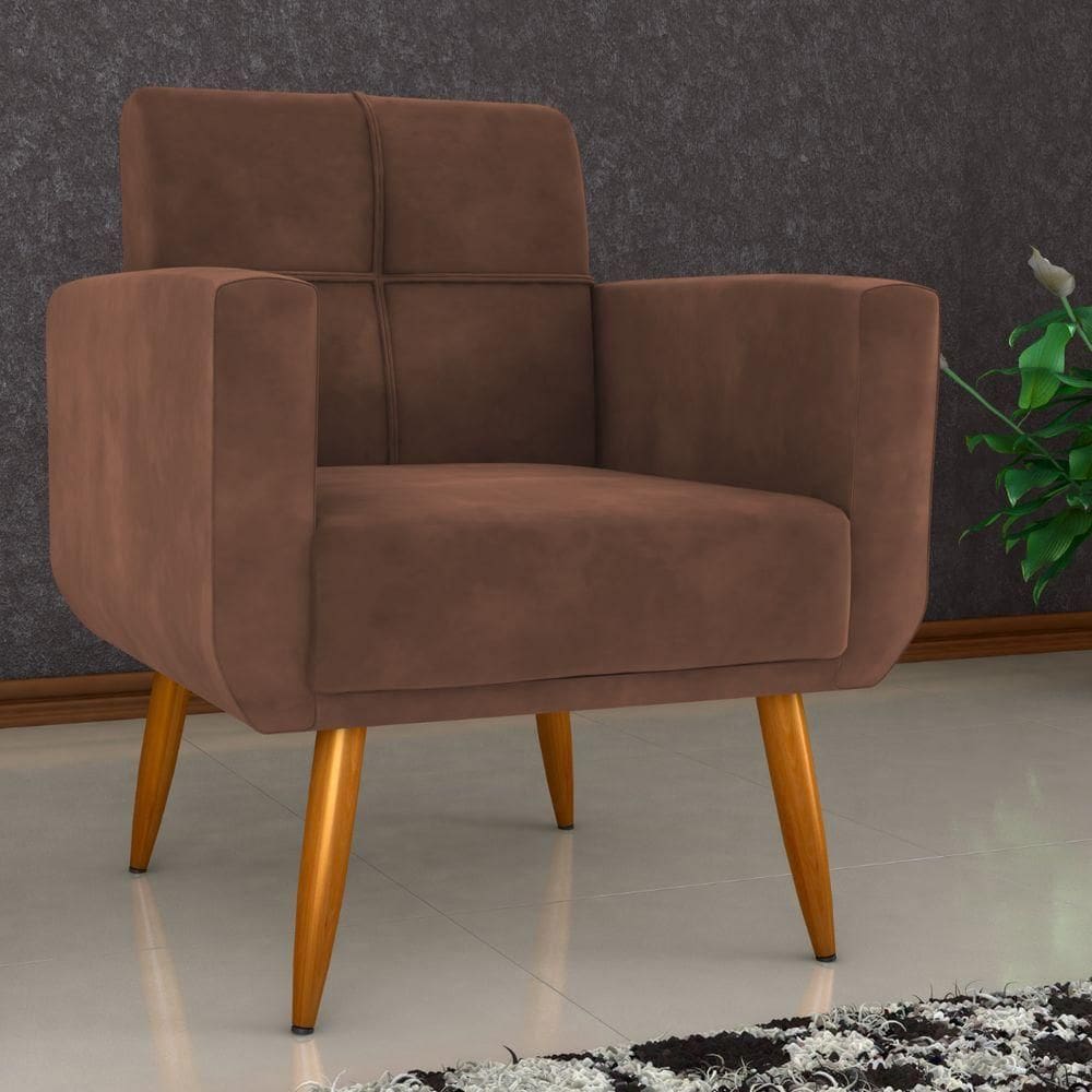 Poltrona Decorativa Juan Veludo Ferrugem
