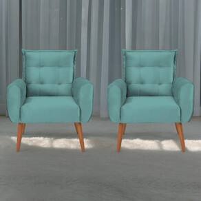 Conjunto De Poltronas Decorativas Lily Veludo Verde Menta