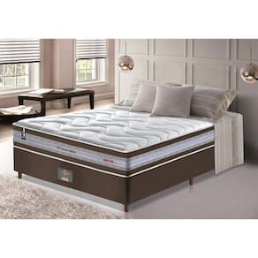 Conjunto Cama Box Casal De Molas Ensacadas D33 Cama Inbox Select Firme 138x188x71 Café