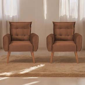Conjunto De Poltronas Decorativas Lily Veludo Ferrugem