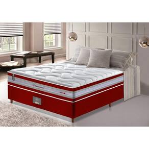 Conjunto Cama Box Casal De Molas Ensacadas D33 Cama Inbox Select Firme 138x188x71 Vermelho