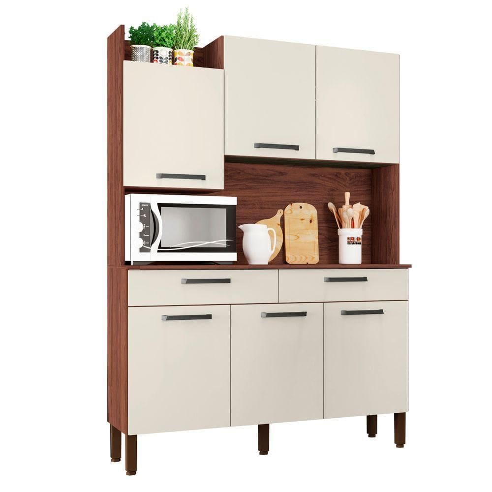 Armário De Cozinha Com 2 Gavetas Siena Nogueira Off White