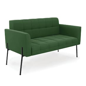 Sofá Namoradeira 2 Lugares Pé De Ferro Preto Elisa Suede Verde D03 - D`rossi