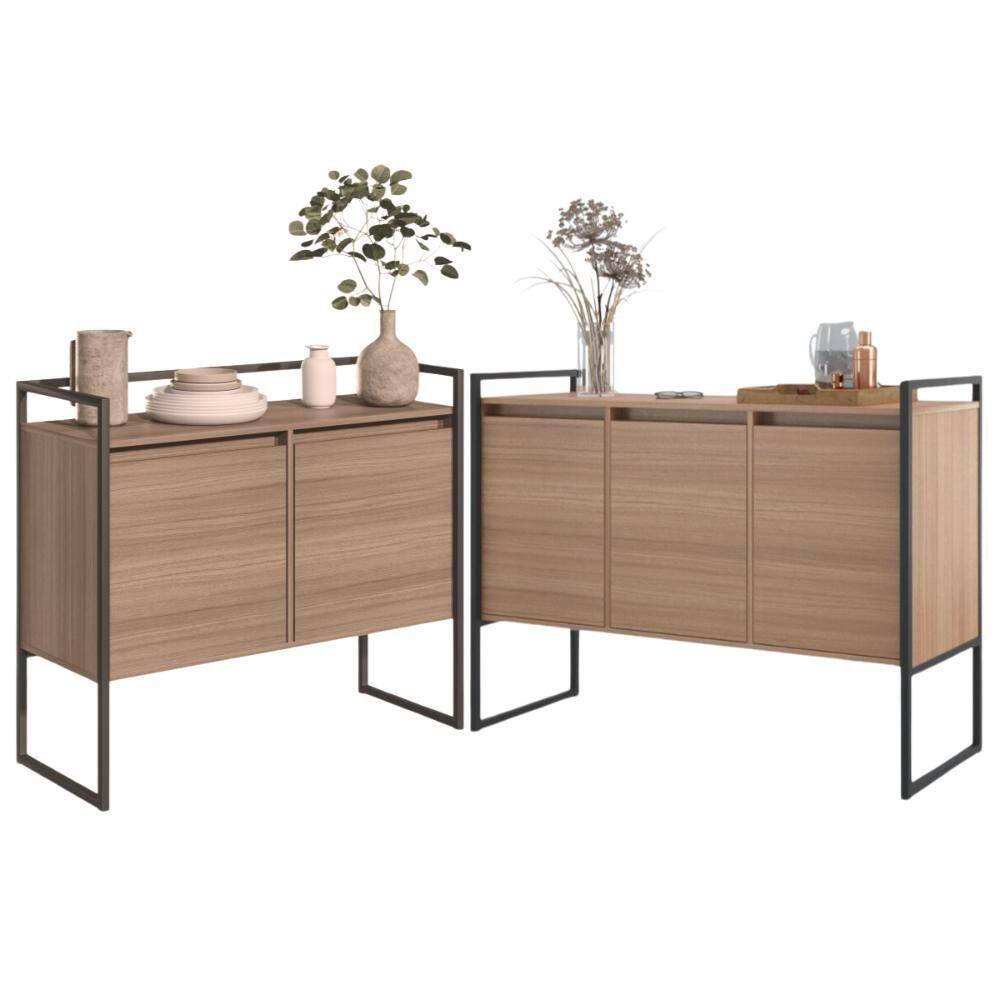 Conjunto Aparador Industrial 2 E 3 Portas Montana