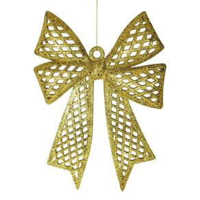 Enfeite árvore Natal Laço Dourado Glitter 24cm