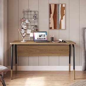 Mesa Escrivaninha Organica 136cm Home Office Flexus Hanover/Preto