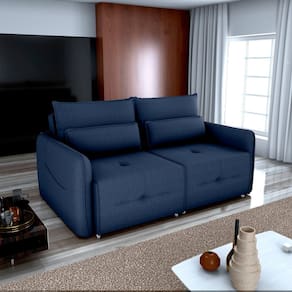 Sofá Cama 3 Lugares Celine para Sala de Estar Azul